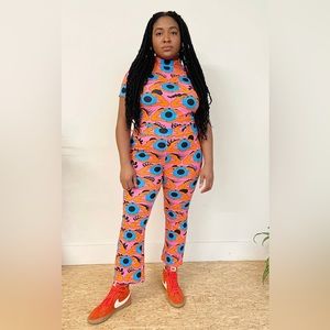 Psychedelic Eyes Nooworks
Kick Flare Pants XL and Mock Neck XL